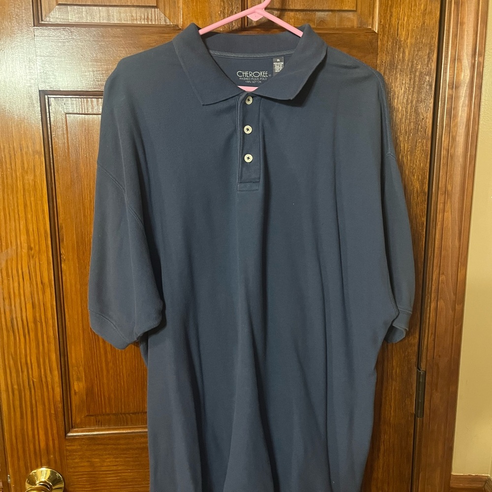 Cherokee Blue Polo Shirt Classic Knit Design